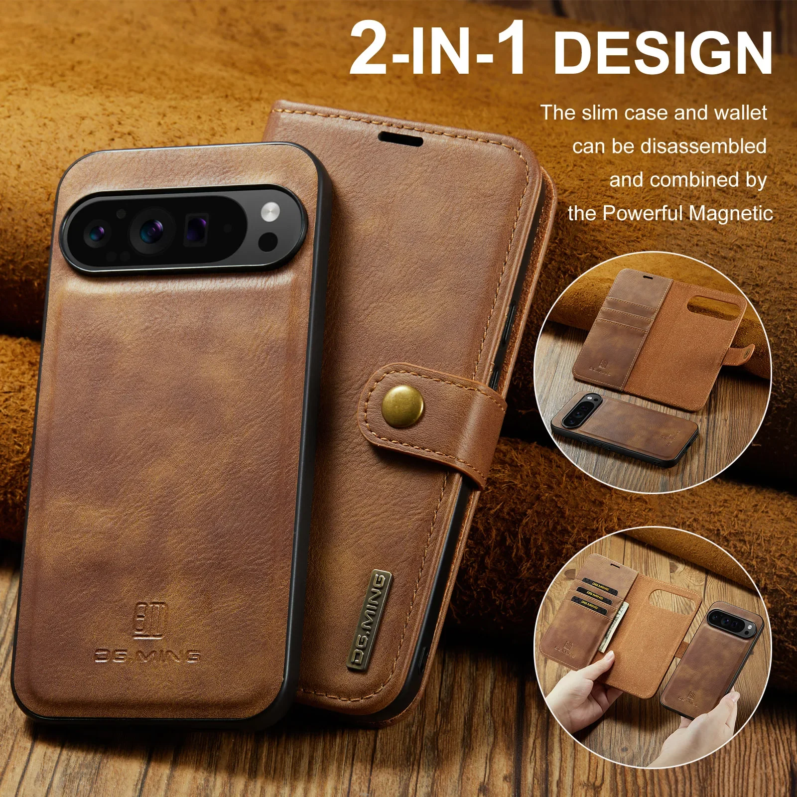 2 in 1 Detachable Cards Solt Wallet Leather Phone Case For Google Pixel 9 Pro XL 8A 7 7A 6 6A Magnetic Removable Bag Book Cover