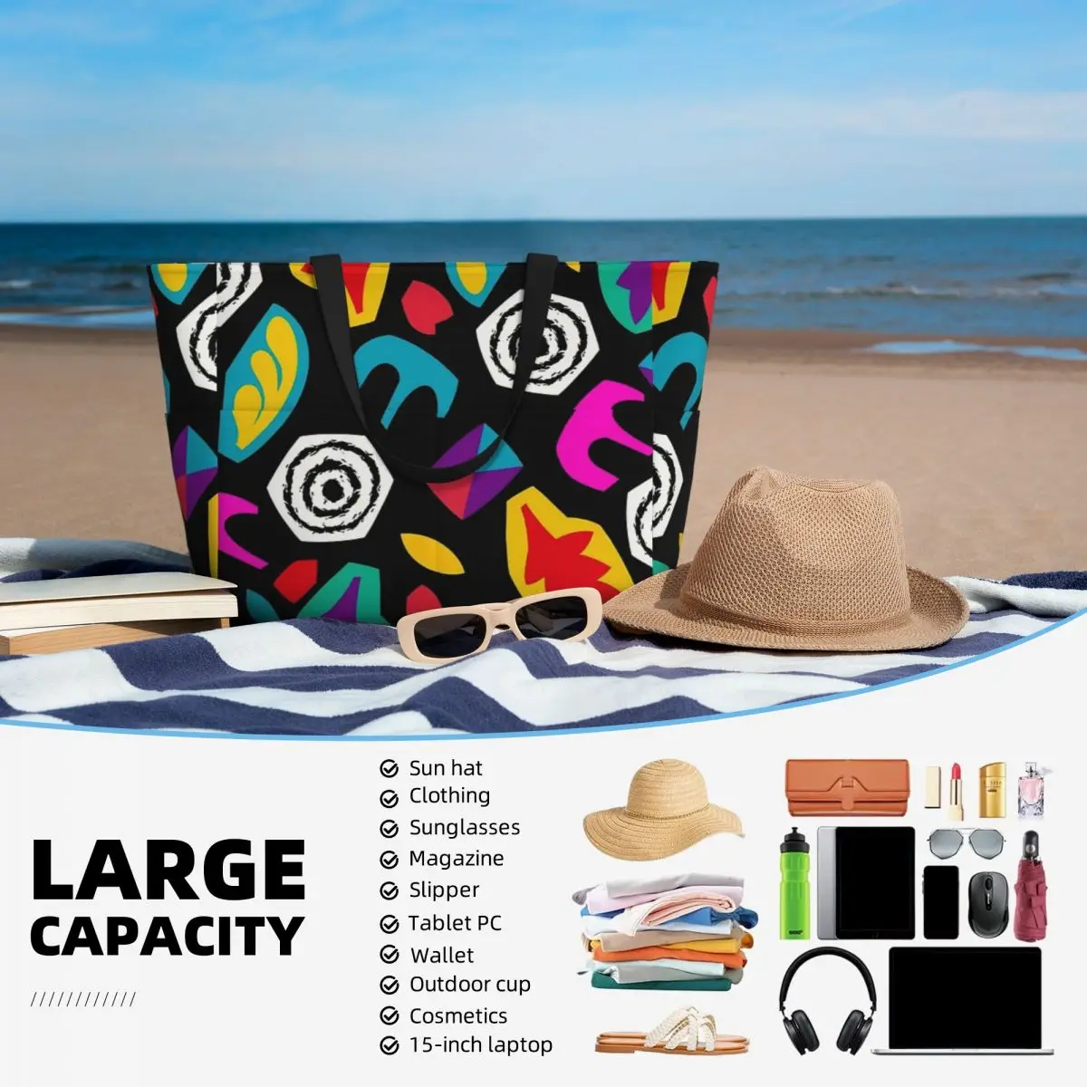 Strange Eleven Pattern Beach Travel Bag, Tote Bag Modern Practical Daily Shoulder Bag Multi-Style Pattern