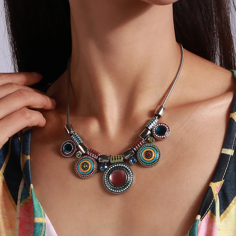 Aihua Mode Böhmischen Halsband Halskette Vintage Ethnische Nepal Aussage Maxi Halskette Für Frauen Collier Gypsy Schmuck – Detail 1