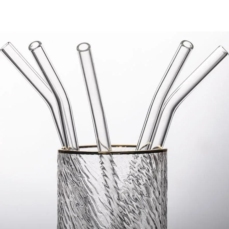 200*8mm Clear Glass Straws for Smoothies Cocktails Drinking Straws Healthy Reusable Eco Friendly Straws Drinkware Accessory