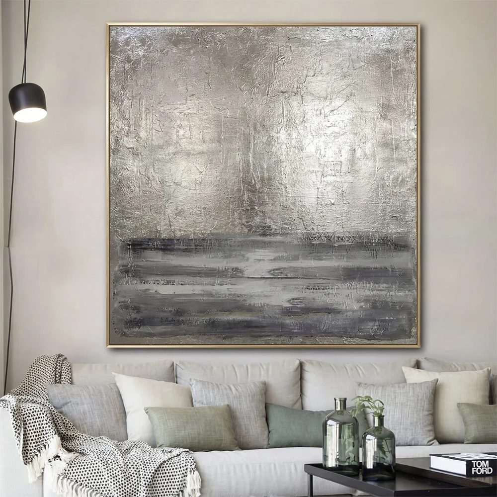 

Big painting wall decoration oil painting modern pictures silver Art Hand painted abstract oil painting home decoration