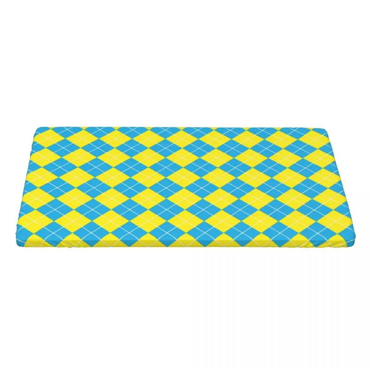 Custom Yellow Blue Argyle Pattern Checker Retro Tablecloth Rectangular Waterproof Table Cloth Cover for Party 4FT