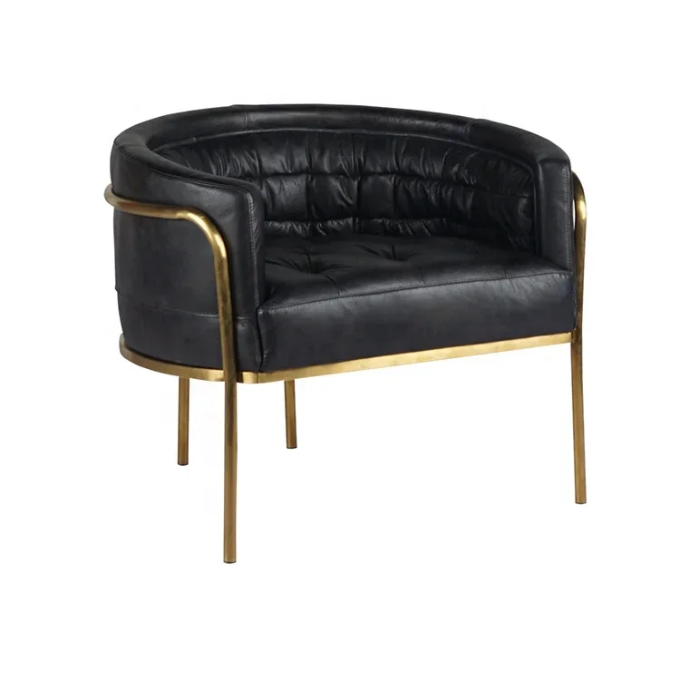 Topkwaliteit Luxe Comfortabele Vrijetijdsbank Stoel Zwart Lederen Accent Fauteuil Fauteuil Woonkamer Hotel Café Eetkamer