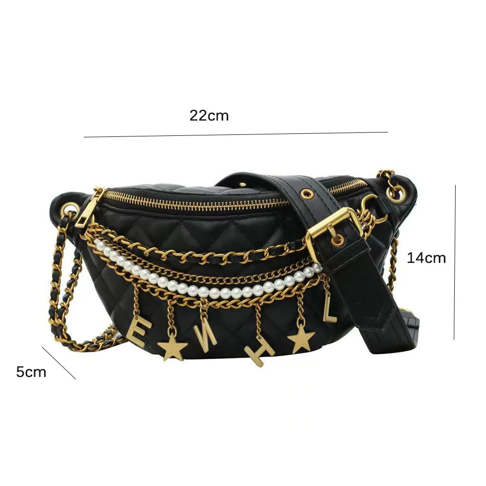 Korean Fashion Waist Bag Women Waist Packs Black Trend Half-moon Cross Body Bag Large Capacity Fanny Pack for Women