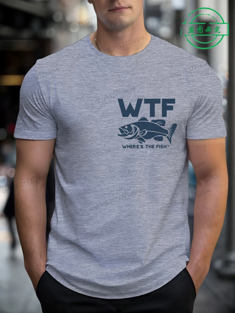Personality T-Shirts Funny Where Is The Fish Pocket Printed Men T-Shirt Minimalist Fishing Unisex Tshirt Male Tee Shirts Clothes