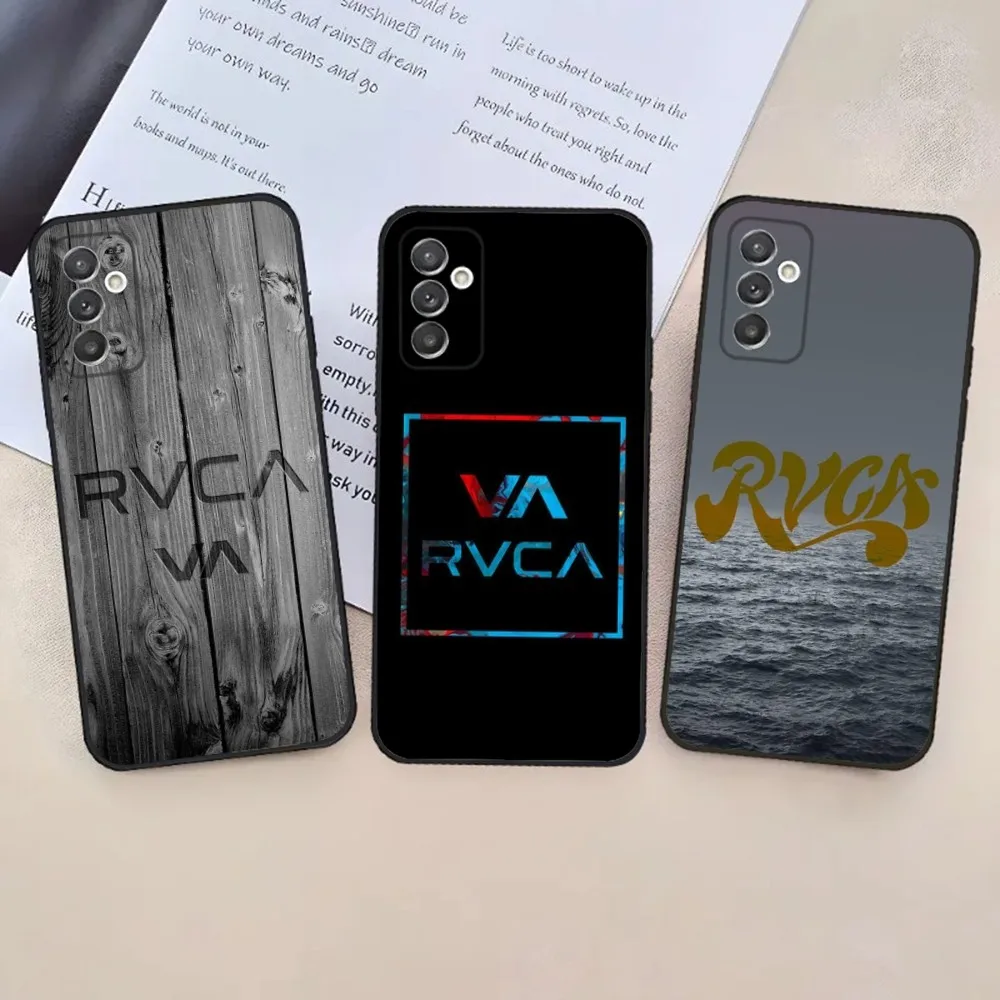 

Luxury R-RVCA-S Phone Case For Samsung S24,23,22,30,21,10,9,Ultra,Plus,Lite,FE,5G Black Soft Case