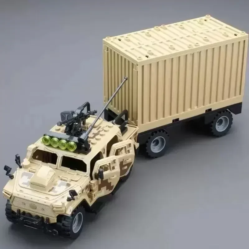 Special forces military figures, Hummers, jeeps and ghost swat soldiers assemble explosion-proof police building blocks and toys - view 3