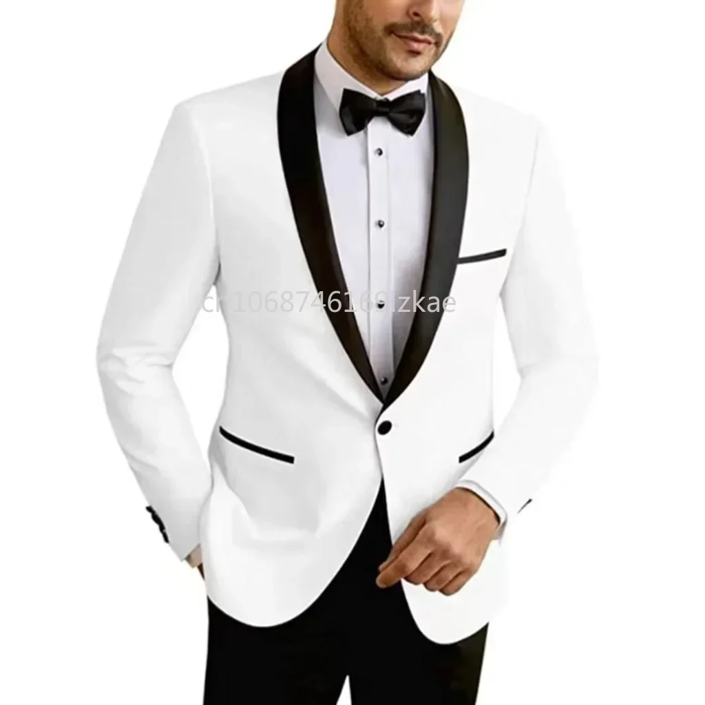 

2 Piece Suit Jacket and Pants Set Shawl Lapel Regular Wedding Mens Suit Business Tuxedo Ensembles De Blazers