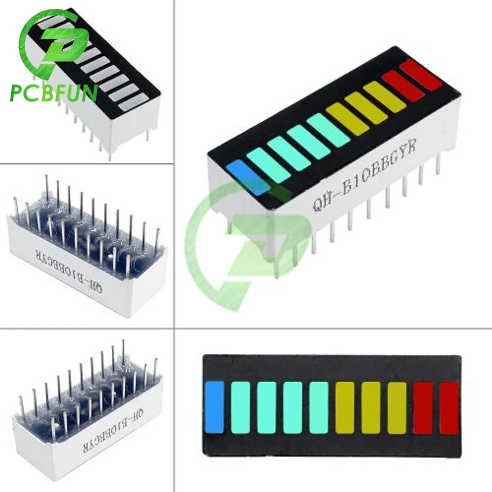 KYX-B10YRGB 10 grid digital segment LED light bar super bright 1 blue +4 emerald green +3 yellow +2 red light flat tube