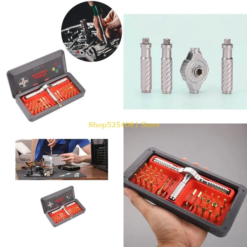 

Отвертка с магнитным храповым сбором осиков с 28 сильным битом отвертки с сильным магнитом для легкой обработки, отлично для и