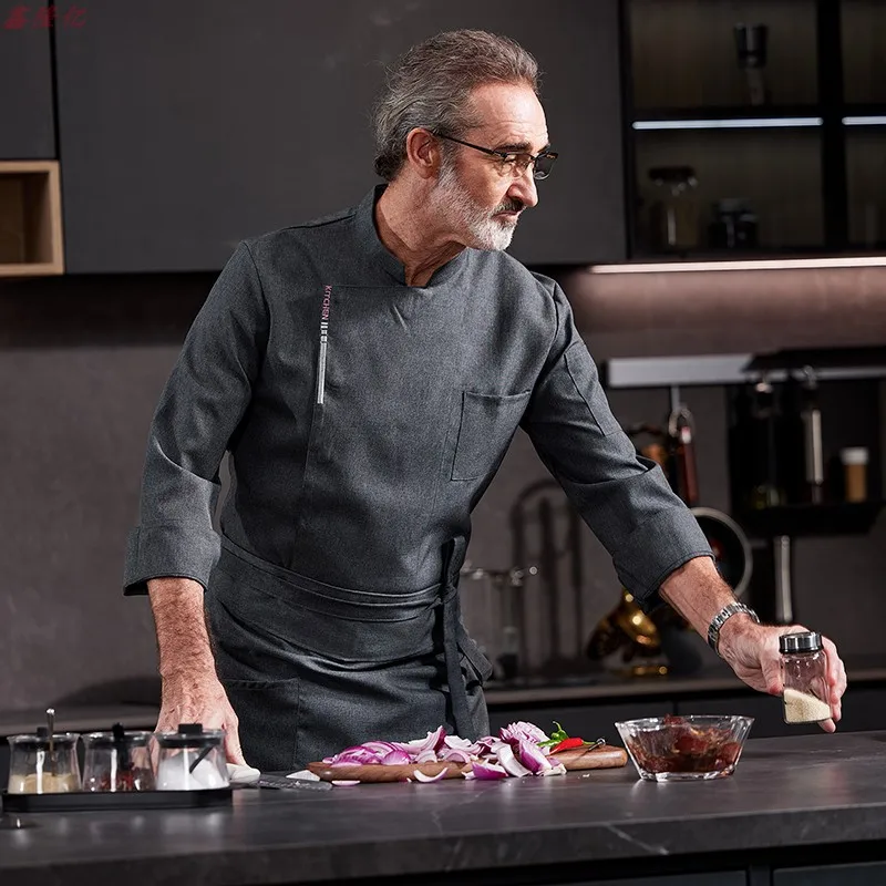 Catering Hotel Restaurant Kitchen Work Uniform Long Sleeve Cake Shop Baker Bakery Waiter Chef Uniform for Men