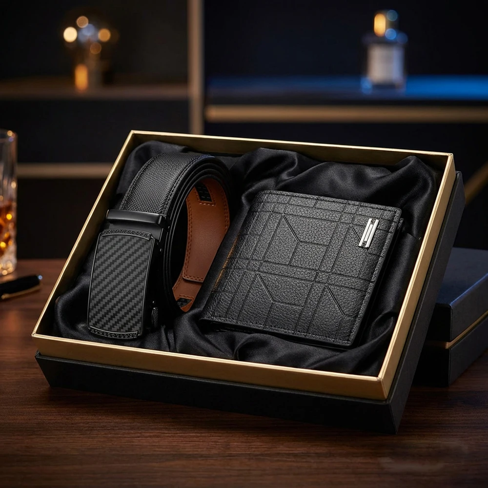 2PCS High Quality Men's Retro Belt Wallet Set Fashion Men's Business Suit Trousers Belt Birthday Gift For Father And Boyfriend