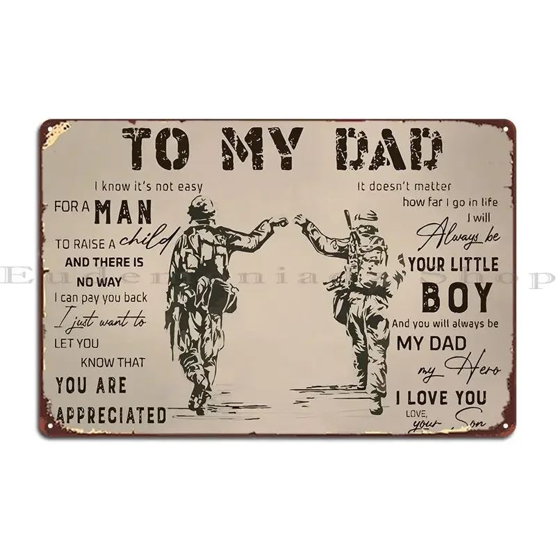 To My Dad Gift From Son Metal Plaque Poster Garage Plaques Bar Customize Character Custom Tin Sign Poster