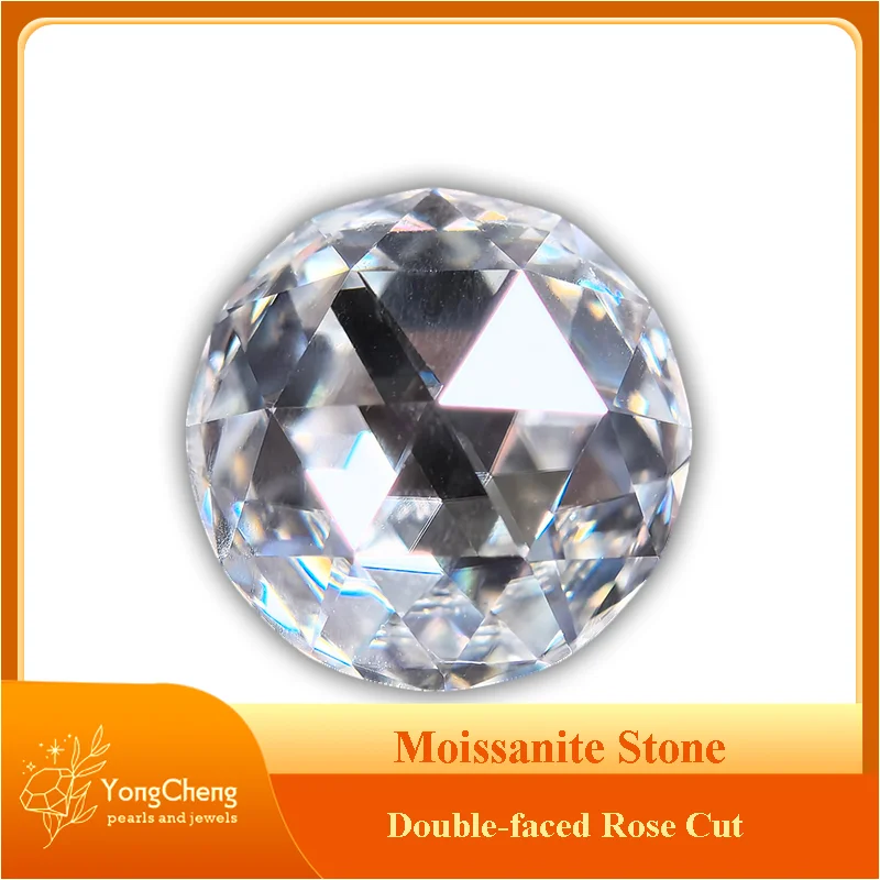 

Moissanite Stone Round Shape Double-faced Rose Cut White Color Charms Beads for DIY Pendant Making Selectable GRA Certificate