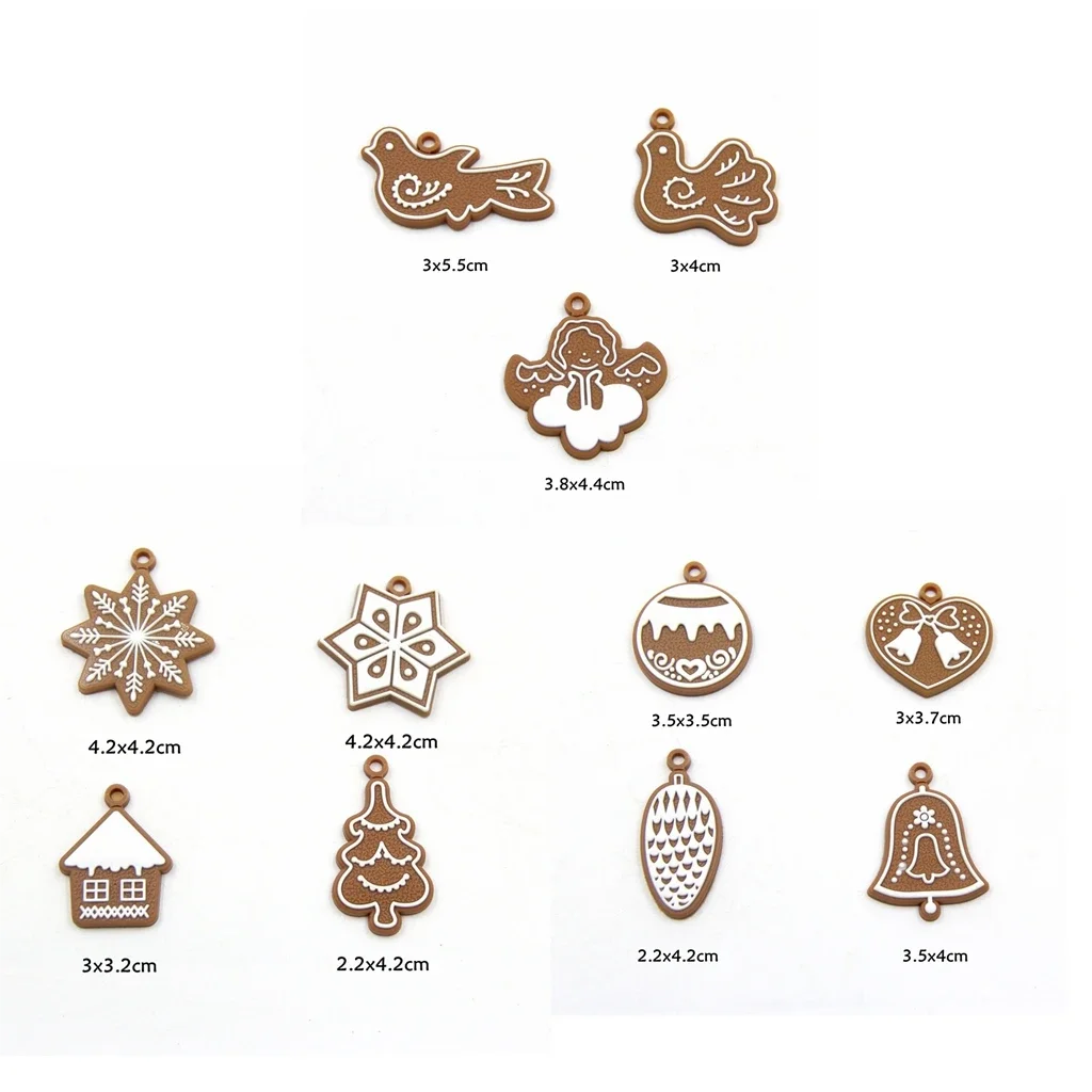 1Set Christmas Soft Rubber Gingerbread Man Ornaments Bell Snowflake Hanging Pendants For Chrismas Tree Decor DIY Gifts Wrapping