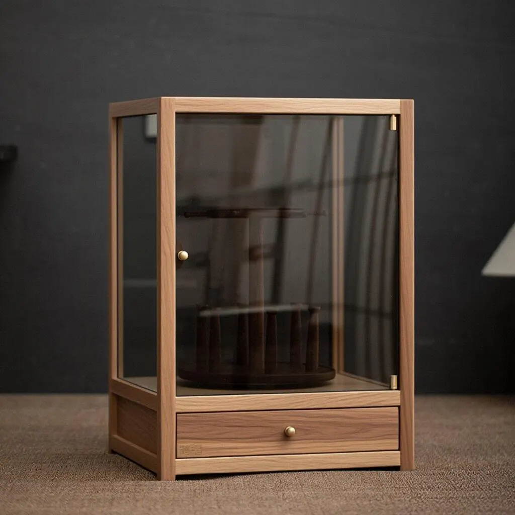 Walnut solid wood desktop storage cabinet household tea room coffee cup storage side cabinet water cup rack