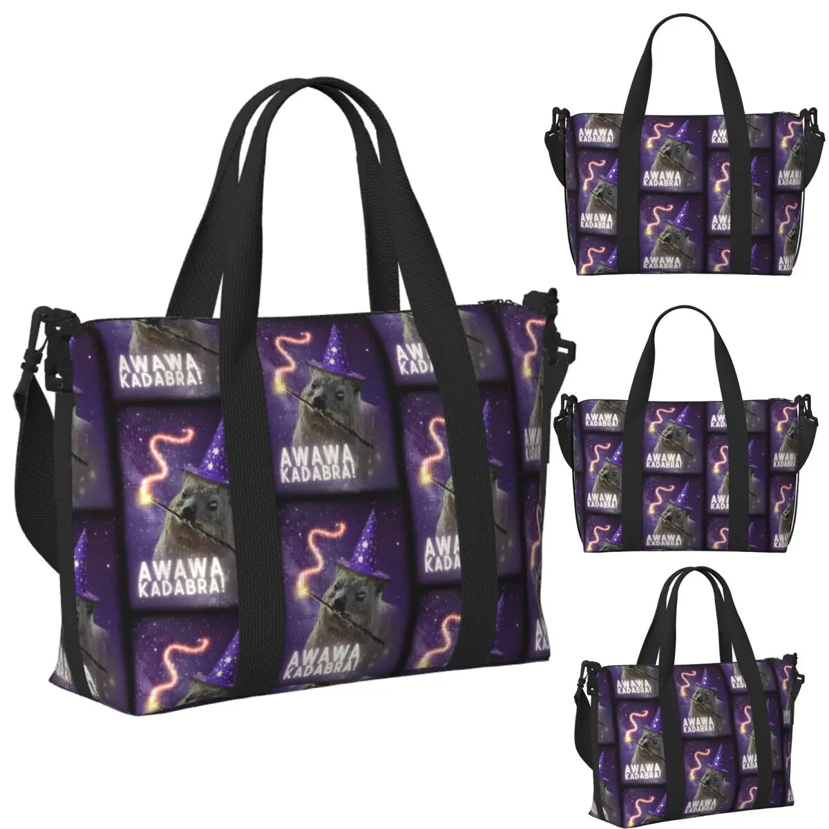 

Custom Awawa Kadabra Rock Hyrax Wizard Beach Travel Bag Large Capacity Tote Bags for Gym Yoga Women Shopping Duffle Shoulder Bag