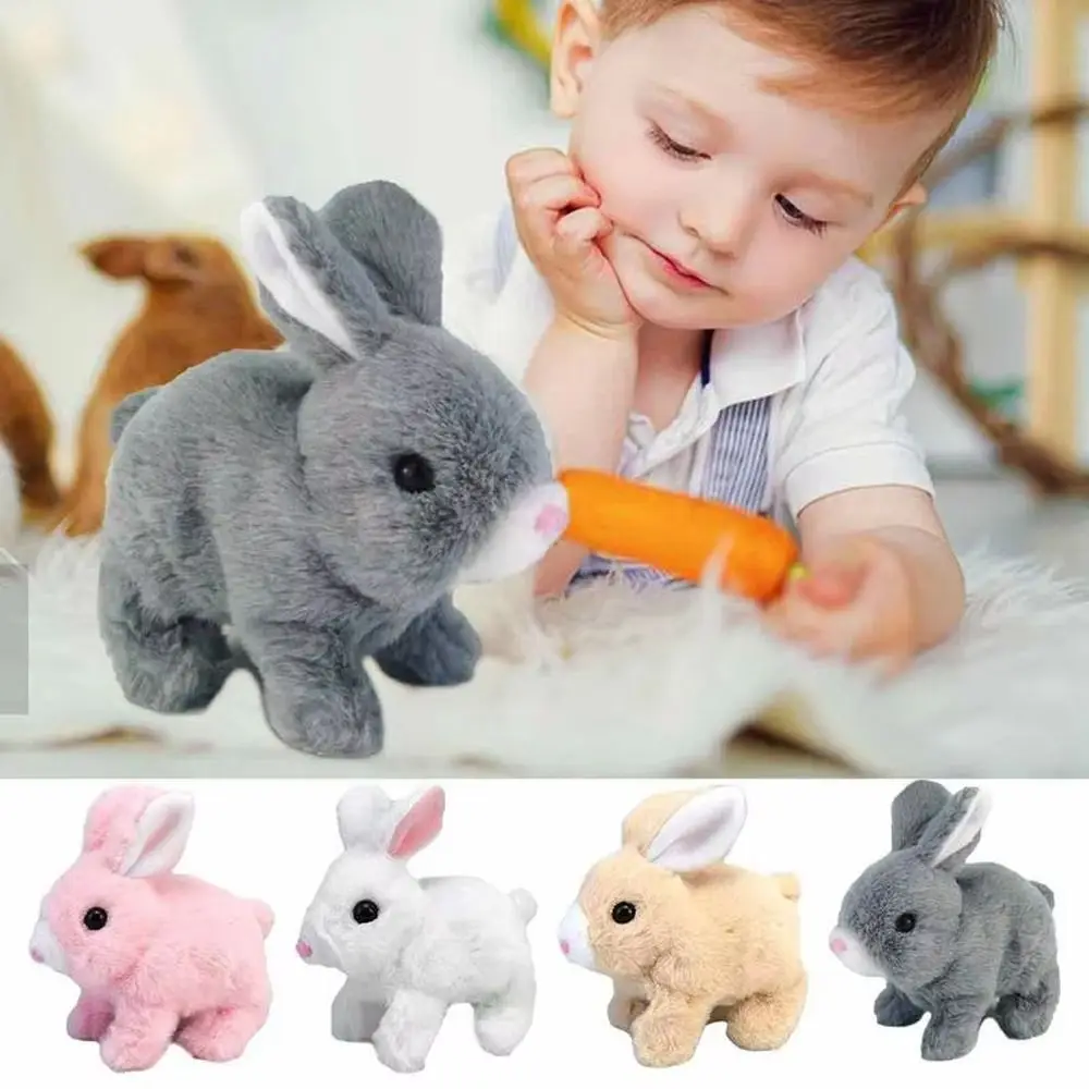 Can Walk and Nod Simulation Electric Toy Solid Color Electronic Pet Electric Rabbit Toy Animal Doll Electric Rabbit