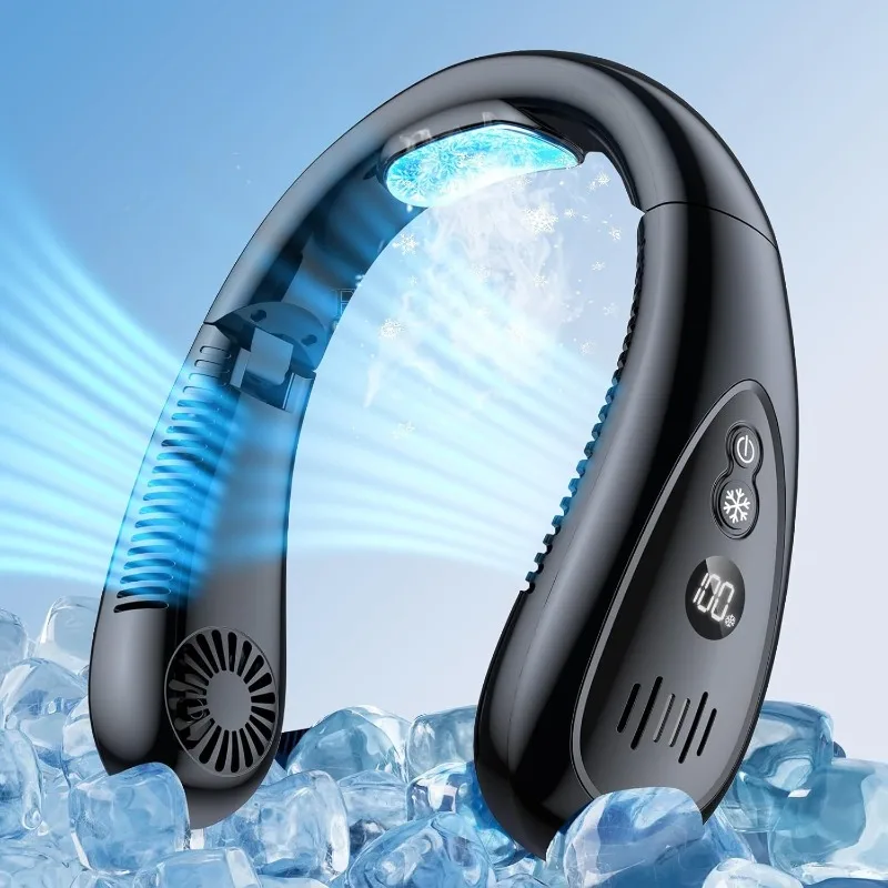 

Neck Air Conditioner, 5000mAh Portable Neck Fan with Semiconductor Cooling Airflow Bladeless USB Neck Fans Portable