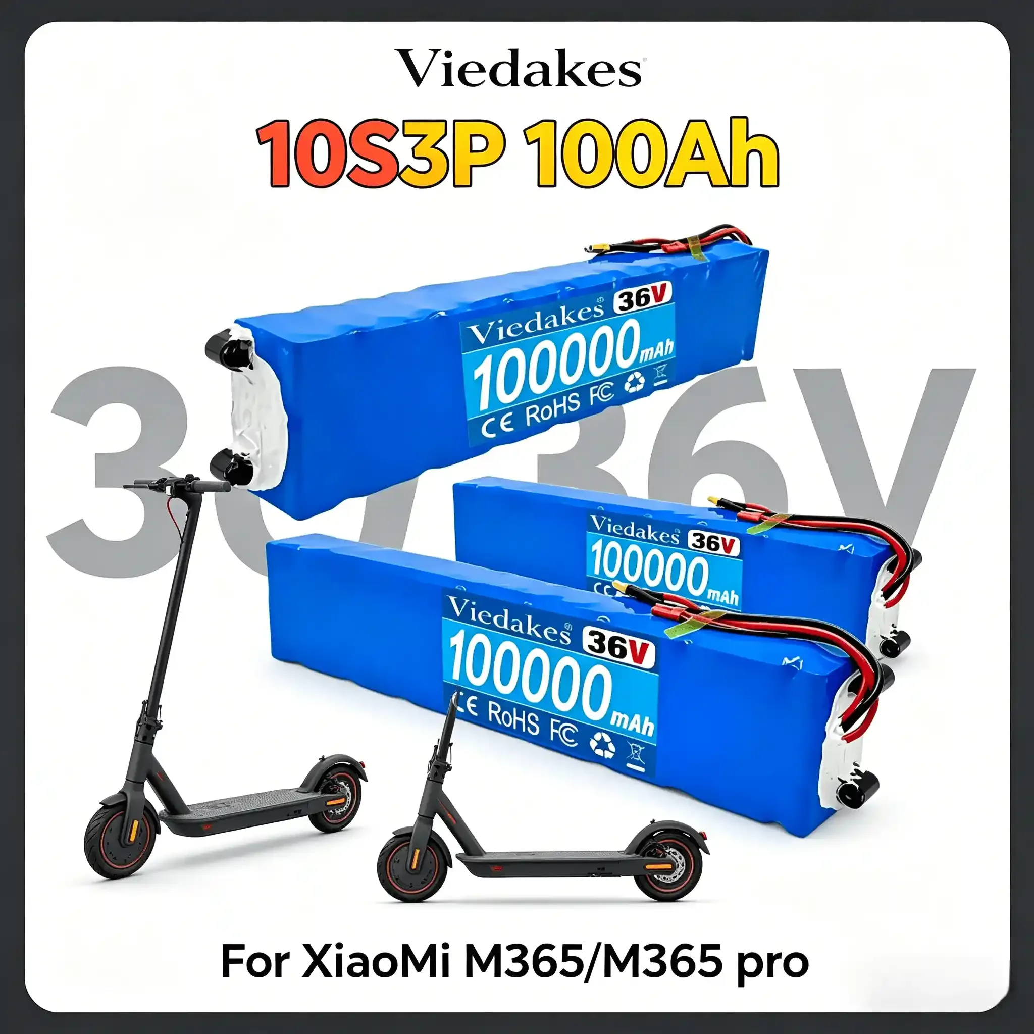 

36V 18650 Battery Pack 100000mAh for M365 Scooter Patinete Eléctrico Trottinette Électrique Monopattino Elettrico with BMS