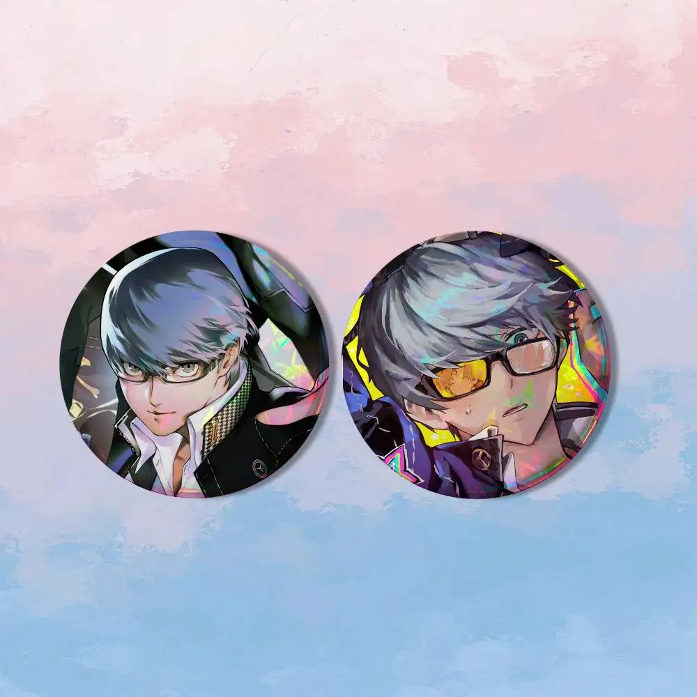 P-Persona 4 Yu Narukami 2 piece set Pins Creativity Printed Pictures Text Metal Lapel Badges Brooches Jewelry Gift