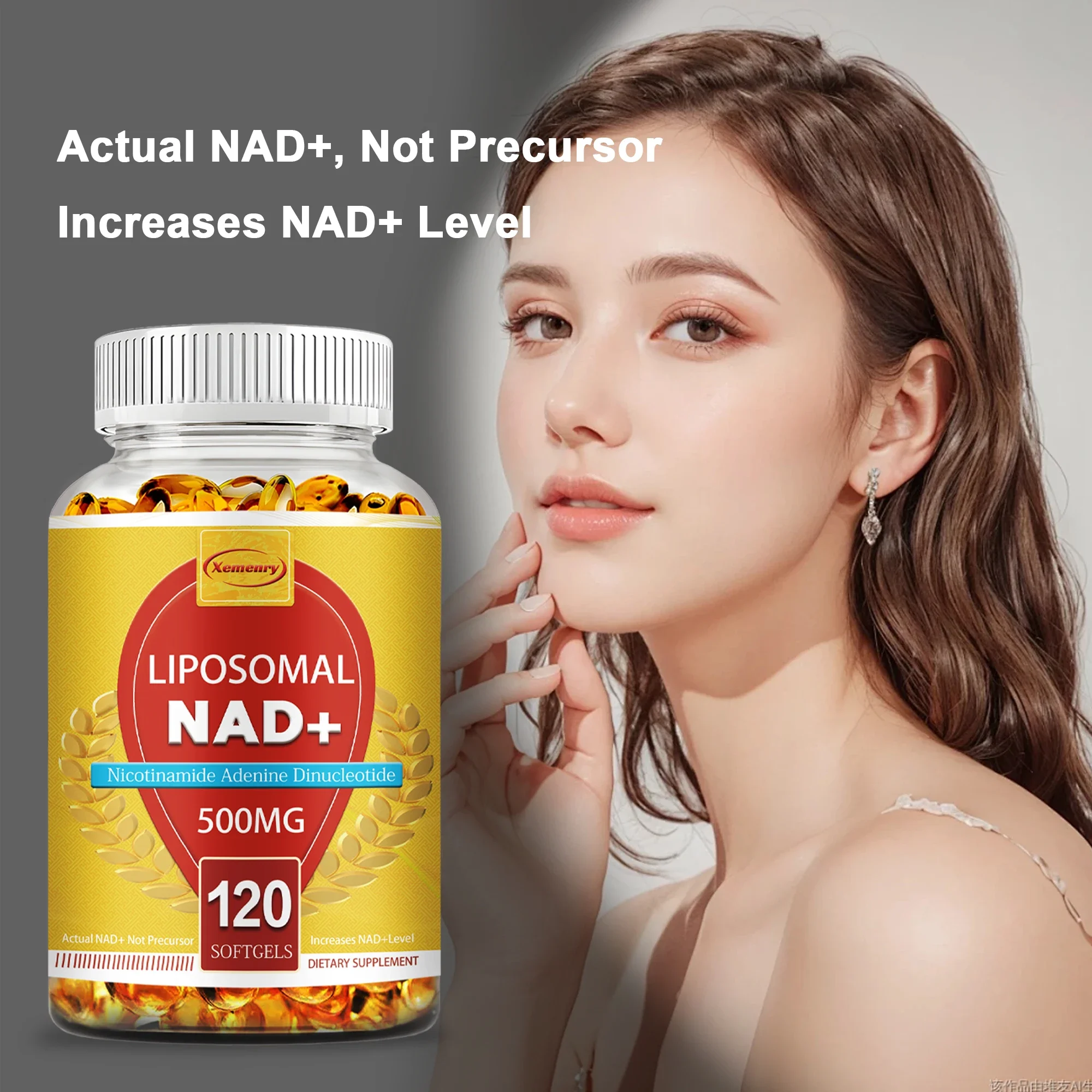 كبسولات ليبوسومال NAD+ - مضادة للشيخوخة، وتجديد الطاقة، وتعزيز التركيز، ودعم الصحة الخلوية - 120 كبسولة