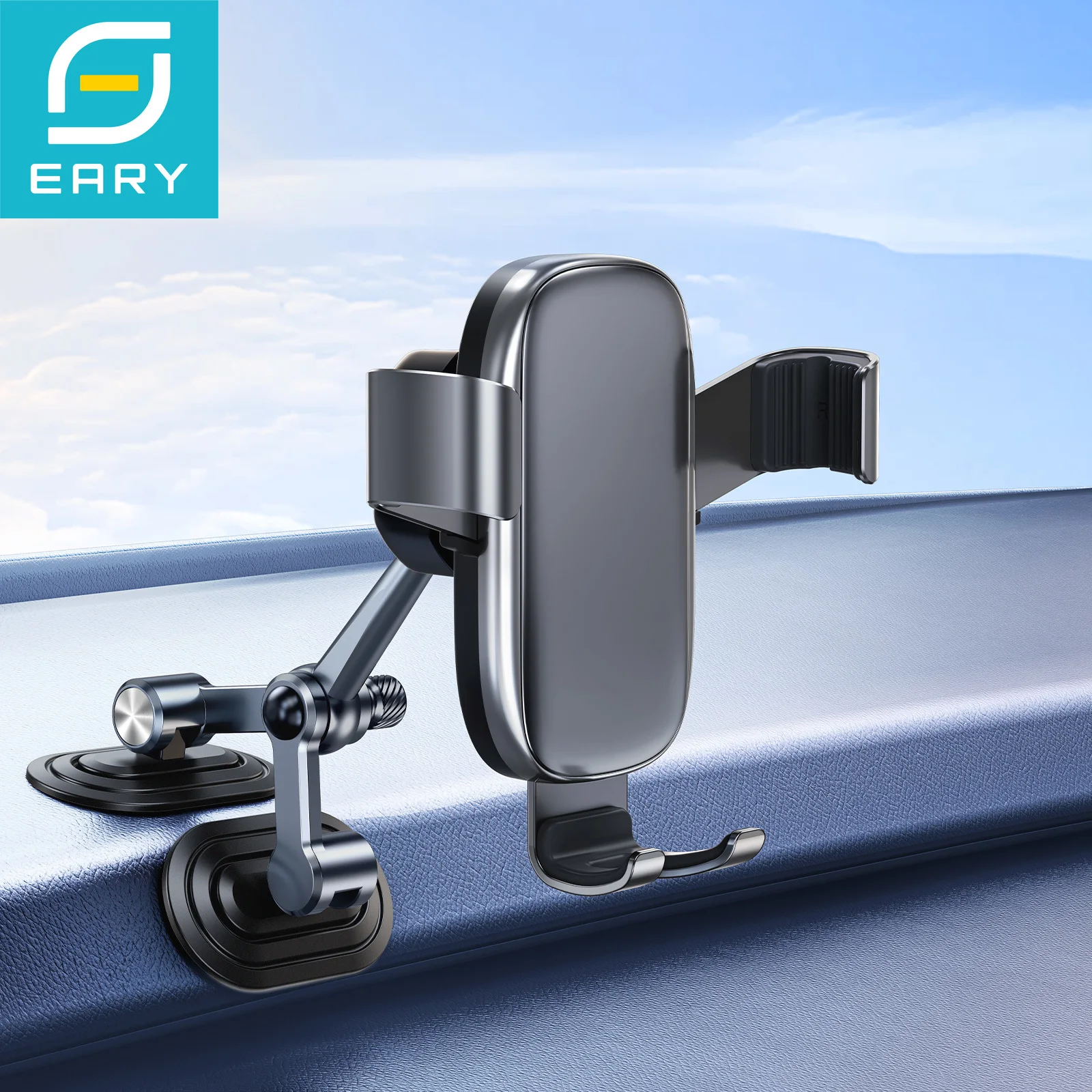 

Eary Gravity Car Phone Holder Stand Mount for Dashboard Aluminum Alloy Base With 360°Rotate Fit for Samsung iPhone 4.7-7.2 inch