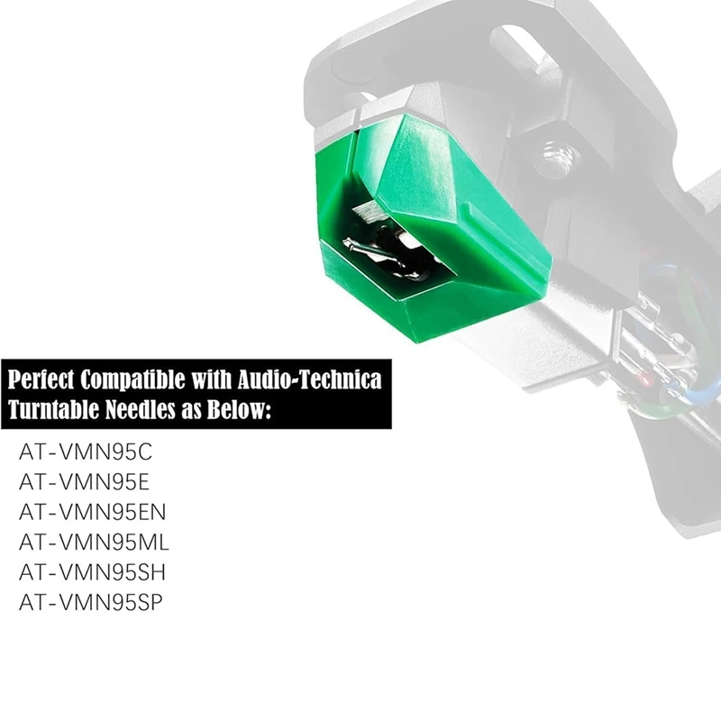 B03B-AT-VMN95E Replacement Stylus,For Audio-Technica AT-LP120X-USB Record Player,Includes Turntable Lead Wires,Stylus Brush