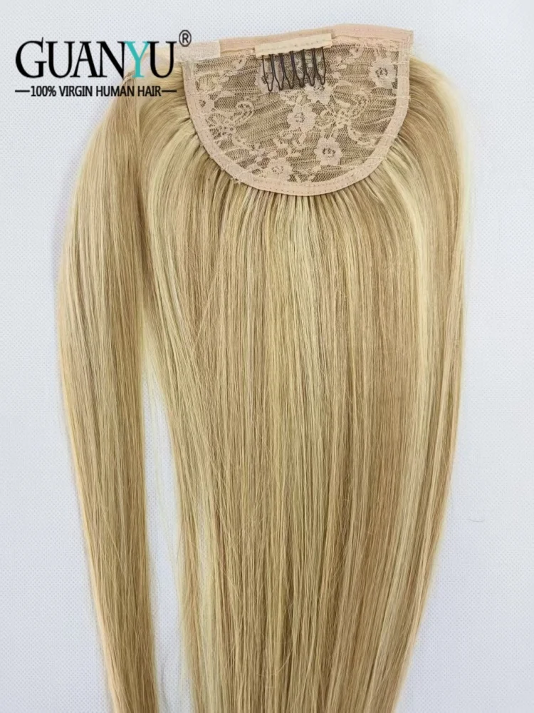 P27/613 Color Straight Human Hair Drawstring Ponytail Extensions Wrap Around Bundles Brazilian Remy Hair 150G 10-30 inch view 4