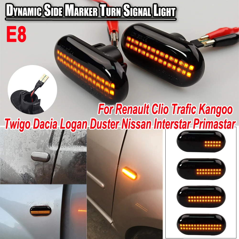 Led Dynamic Side Marker Turn Signal Lights For Dacia Duster Dokker Lodgy Renault Megane 1 Clio1 2 KANGOO ESPACE Smart Fortwo 453