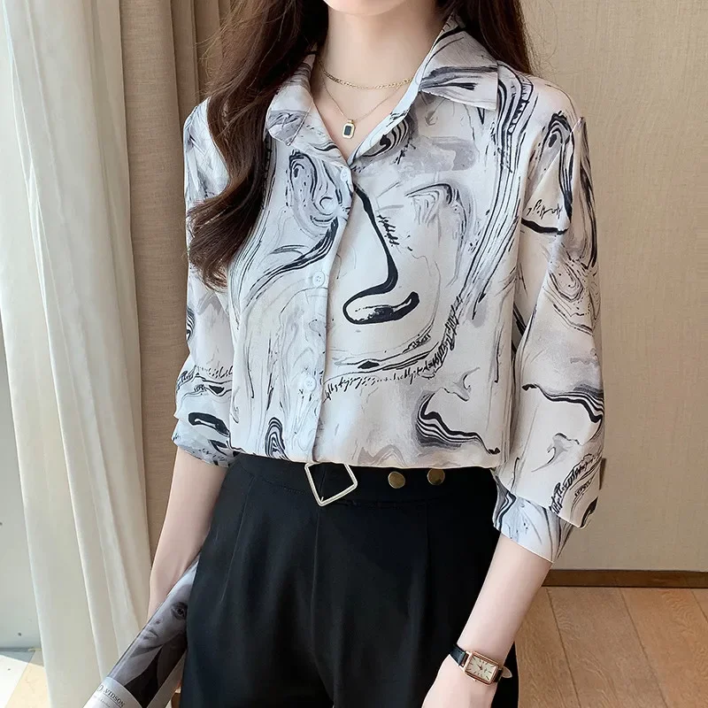 New Fashion Spring Summer Long Sleeve Lapel Shirt New Loose and Comfortable Casual Blouse for Women Clothing