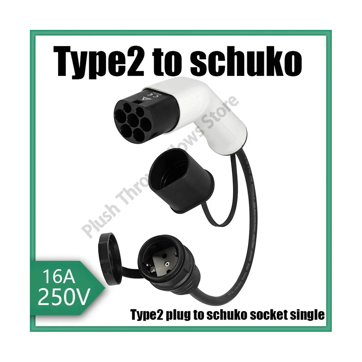 

Type2 to Schuko 16A Electrical Car Type 2 Charging Side Plug to Schuko Socket EV Charging Adapter Car Charging Stations