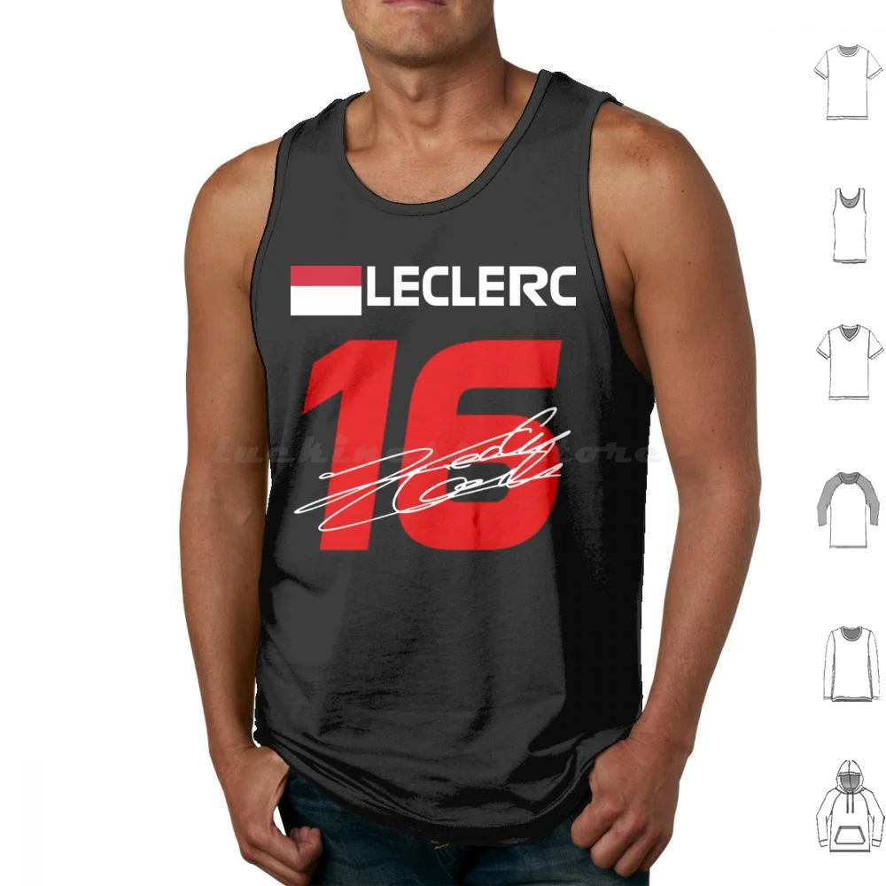 Leclerc 16 2022 Tank Tops Print Cotton Leclerc Leclerc Racing Grand Prix Monaco Motorsport Driver Vettel Formula Car Monza