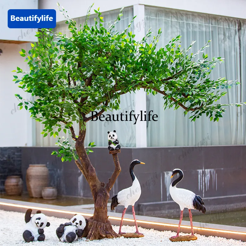 D8000   simulated banyan tree indoor and outdoor landscaping bionic green plant decoration window props large fake tree