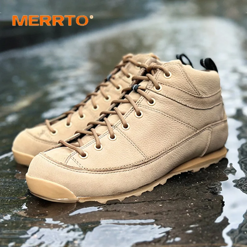 Merrto Koeienhuid Wandelschoenen Mannen Waterdichte Jachtlaarzen Tactische Woestijn Combat Enkelschoenen Mannen Trekking Vrouwen Wandelen Sneakers