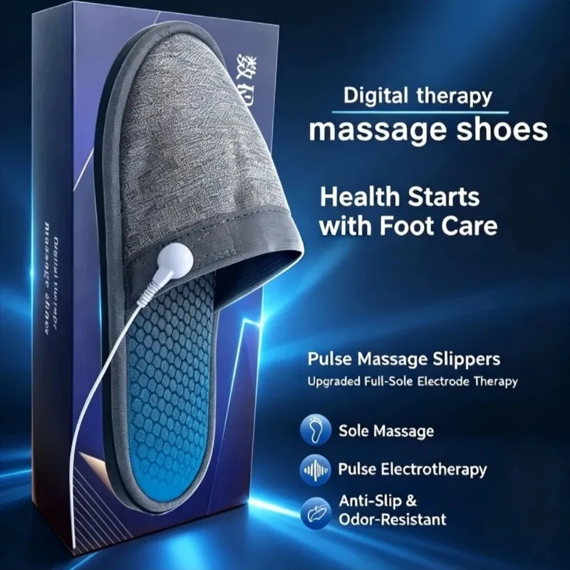 EMS Massage Slippers Electrode Pulse Microcurrent Physiotherapy Remote 19‑LevelNon Slip Breathable Foot Relax Massager Shoes