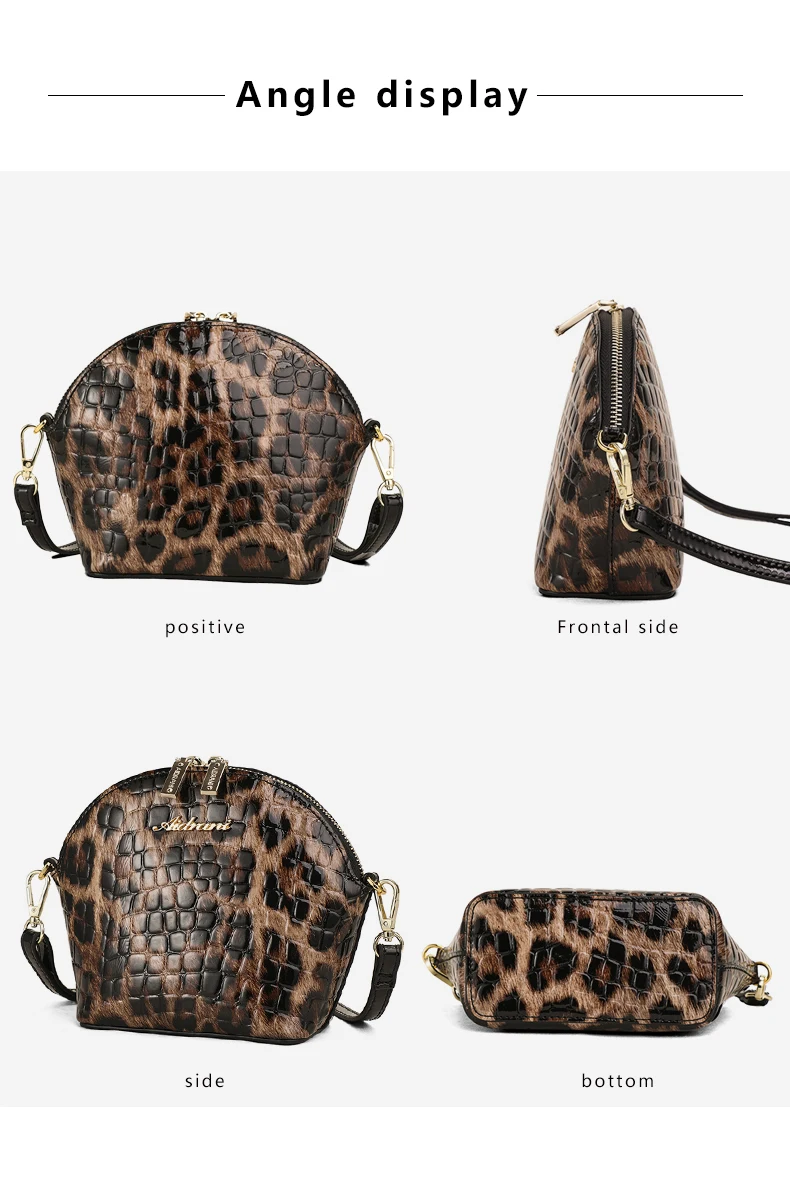 Aidrani Mini Shell Umhängetasche für Damen, Modische Einzel-Schultertasche mit Leopardenmuster, Hochwertiges Rindsleder – Detail 9