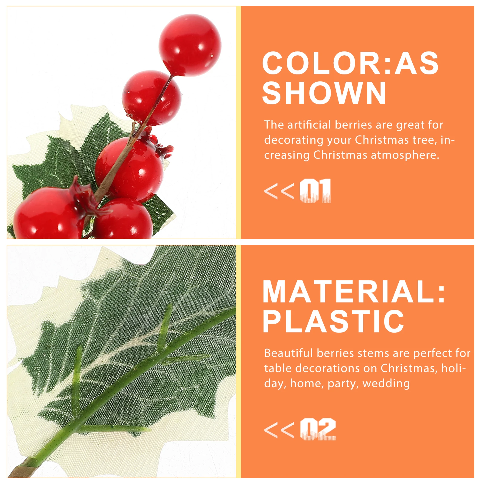 

10Pcs Artificial Christmas Berries Picks With Leaves For Vase Filler Easter Decorations