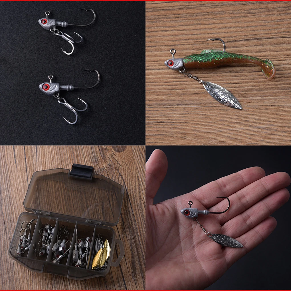 الفضة عالية القوة هوك مجموعة رئيس هوك تهزهز رئيس إغراء الصيد معالجة مجموعة مع ملامح الأسماك واقعية اثنين مكدسة #5