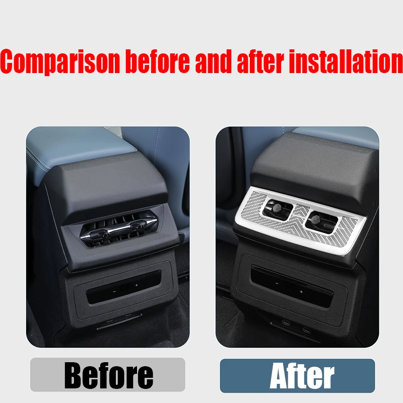 Car Upgrade For Audi Q6 e-tron 2024 2025 Handrail Box Rear Air Outlet Dust Cover Interior Decoration Modification Parts