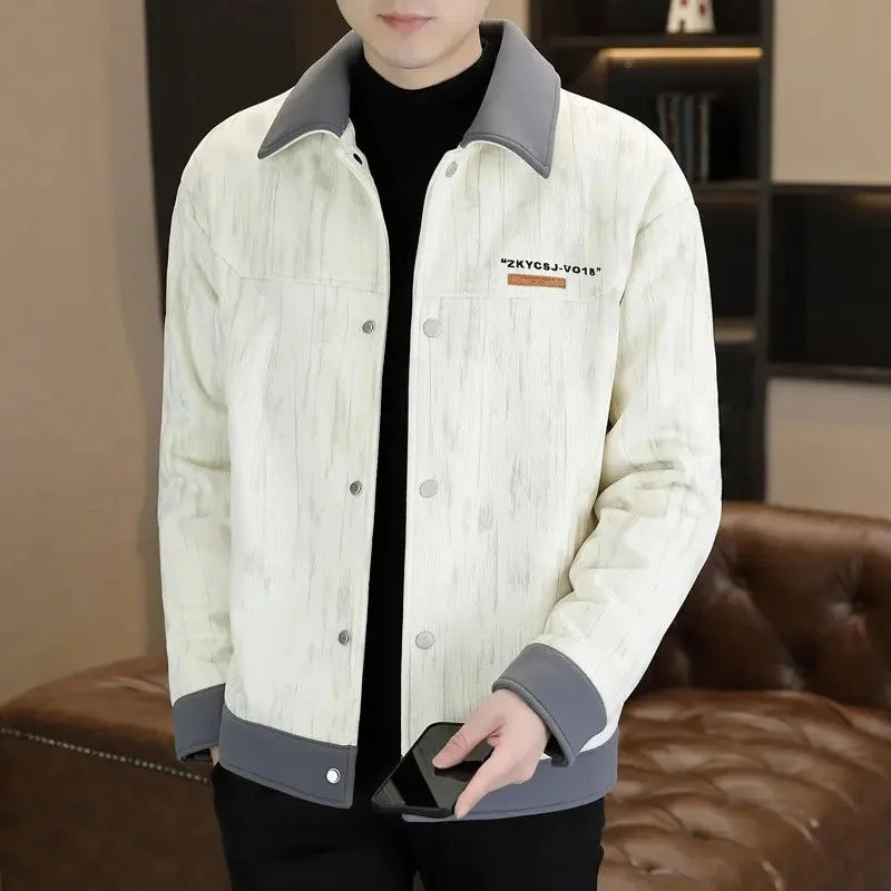 

Fall 2025 Men's Casual Faionable Korean Sle Slim Fit Collared Jaet Versatile Casual Wearable for Men's Body ape