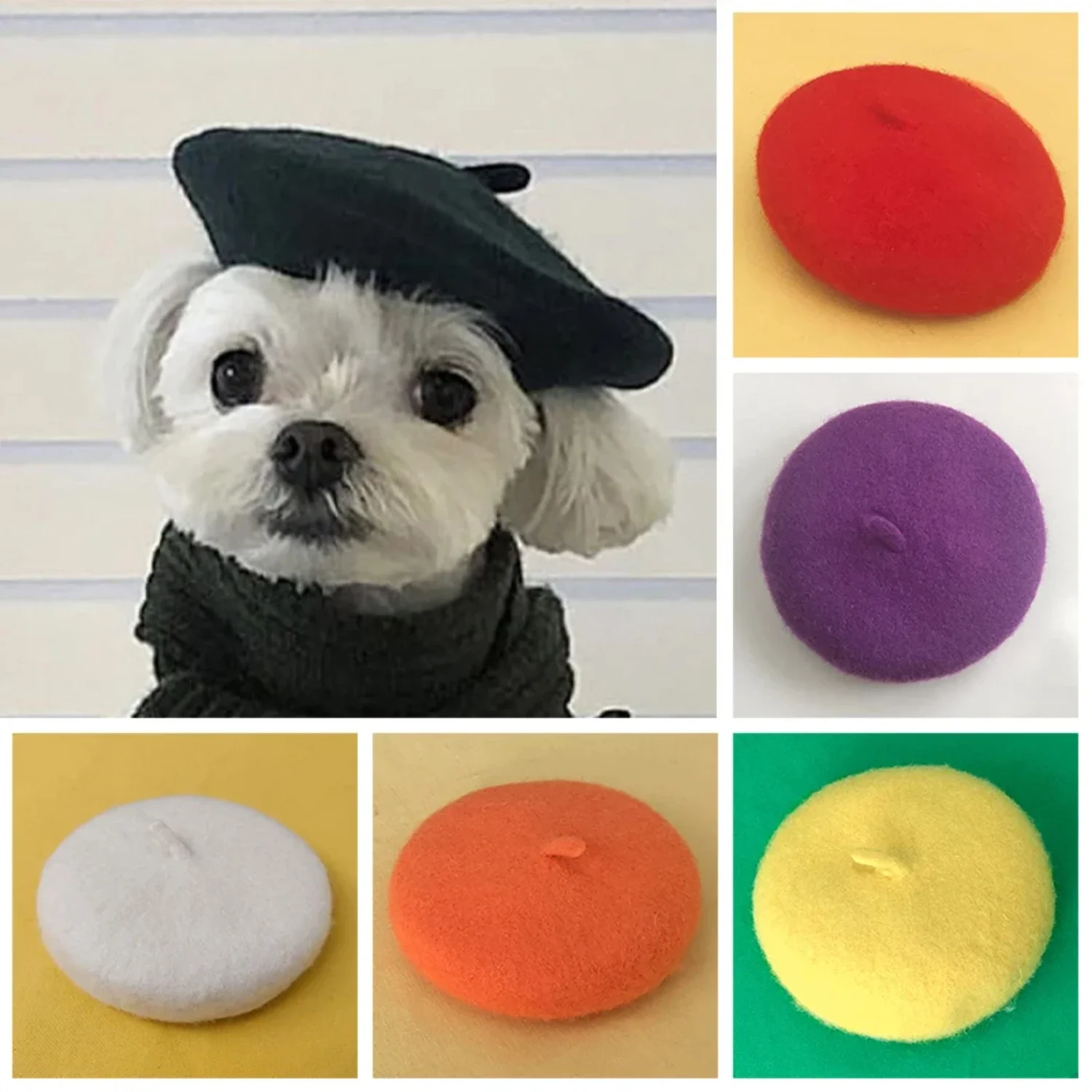 Luxurious, stylish, and unique designer mini wool beret hat for dogs - Perfect decorative pet memorial headwear for Christmas fe