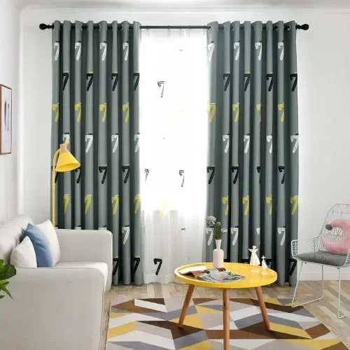 NAPEARL 70-80% Shading Blackout Printed Curtain Thick Whith Tulle Curtain Polyster Window Drapes Home Decor 1PC