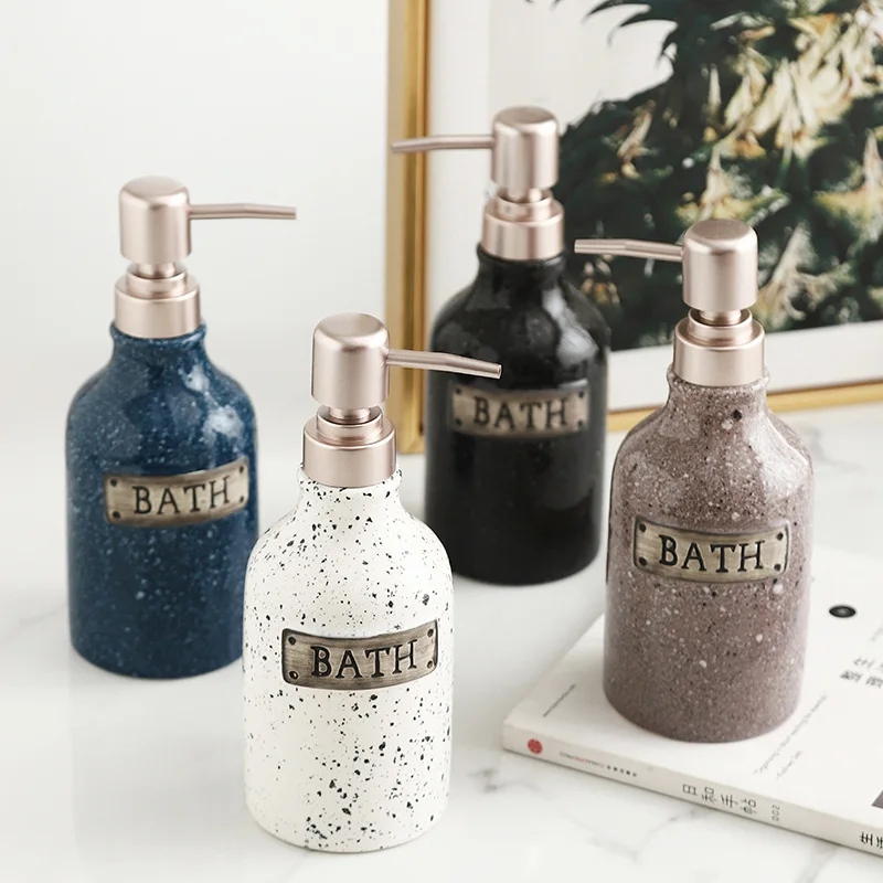 Light luxury glaze ceramic lotion bottle press hand sanitizer bottle Bathroom shampoo body wash bottle spot wholesale