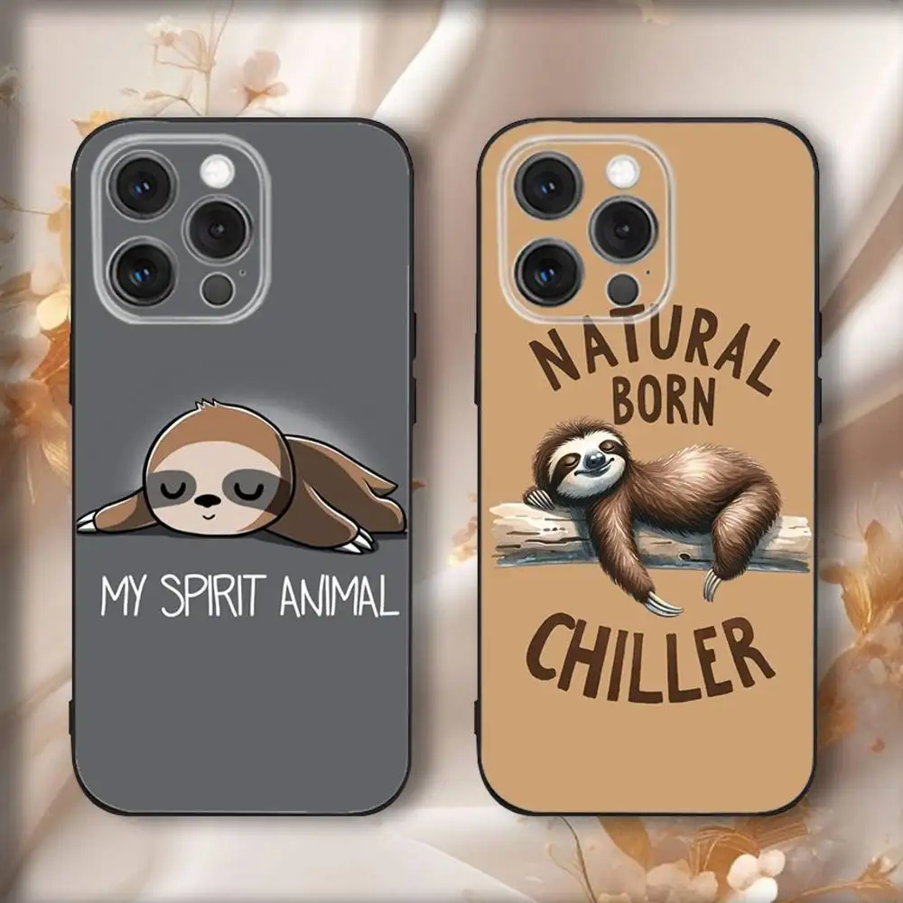 

Cartoon Turtle Sloth Phone Case For iPhone16,15,14,13,12,11,Pro,Max,Plus,X,XS,SE4,E,Mini,Soft Black Case