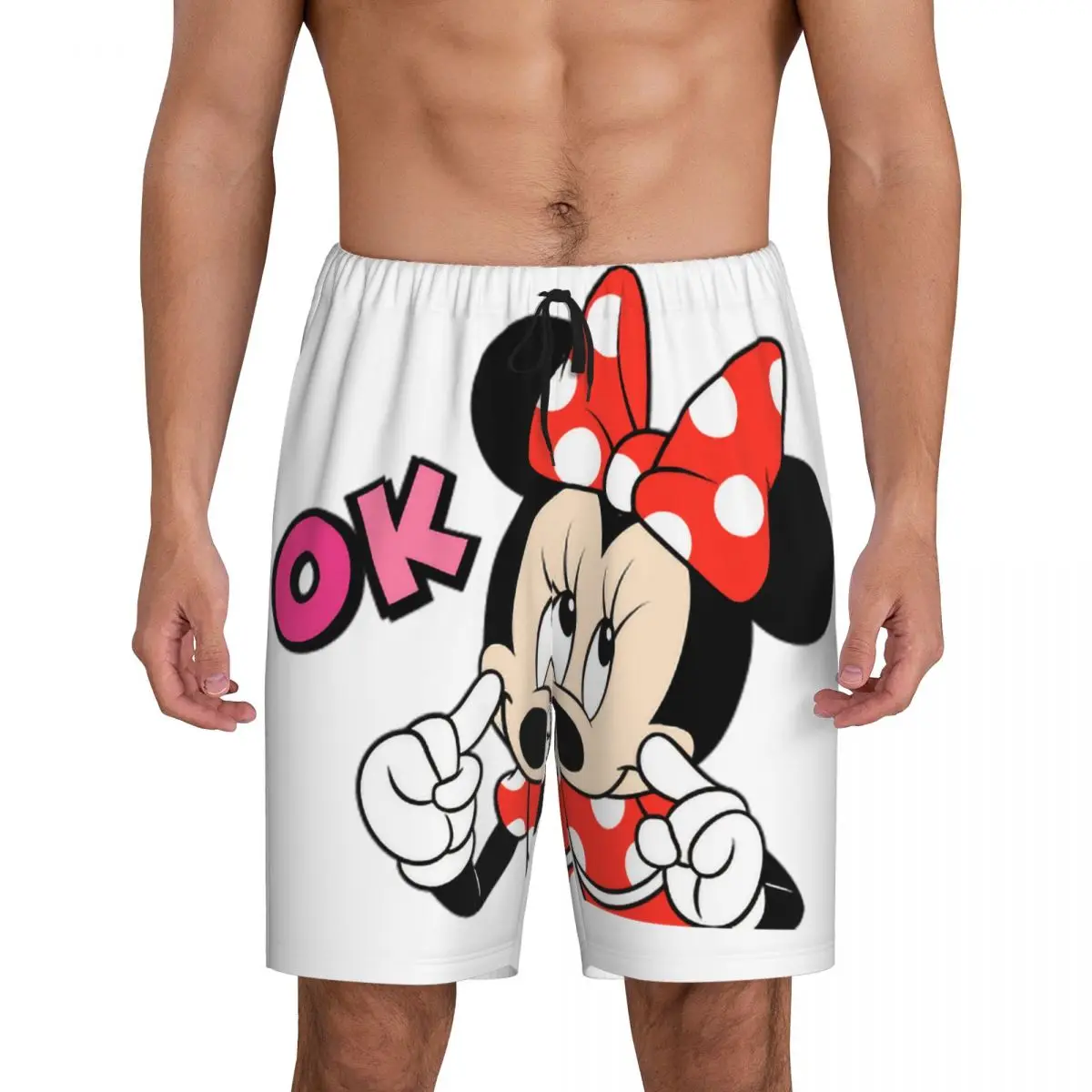 

Men's Cartoon Animation Minnie Mouse Pajama Shorts Custom Print Sleep Pjs Sleepwear Bottoms with Pockets