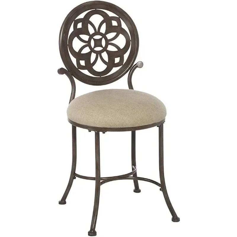 

Marsala Metal Vanity Stool with a Circular Geometric Back Design for Makeup Room or Bathroom, Hillsdale