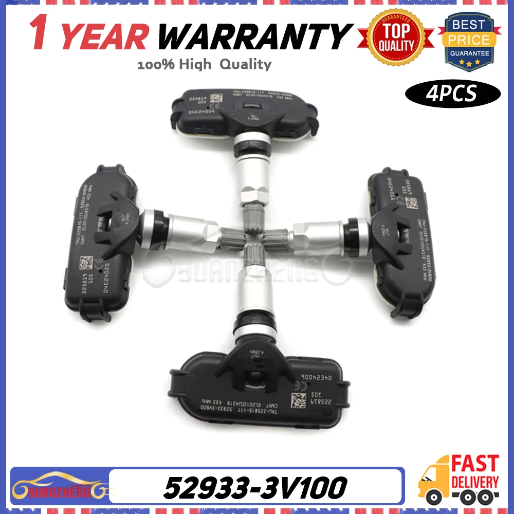 

XUAN 4 PCS Tire Pressure Monitor Sensor TPMS 52933-3V100 For HYUNDAI Azera 11 i40 VF ix35 2.0L GT 1.6L Sunrunner 1.6L 434MHZ