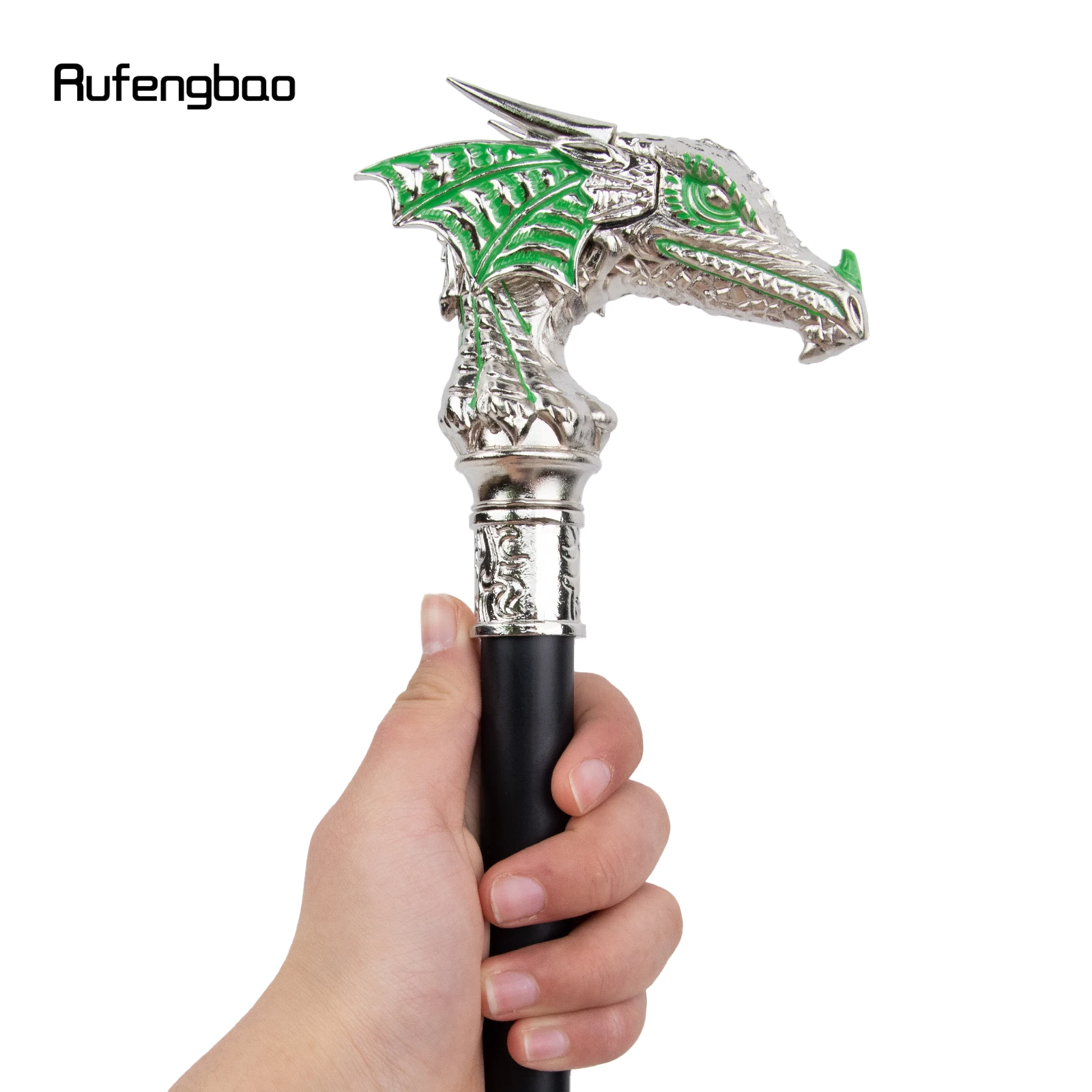 Green White Luxury Dragon Head Walking Cane Fashion Decorative Walking Stick Gentleman Elegant Cosplay Cane Knob Crosier 94cm