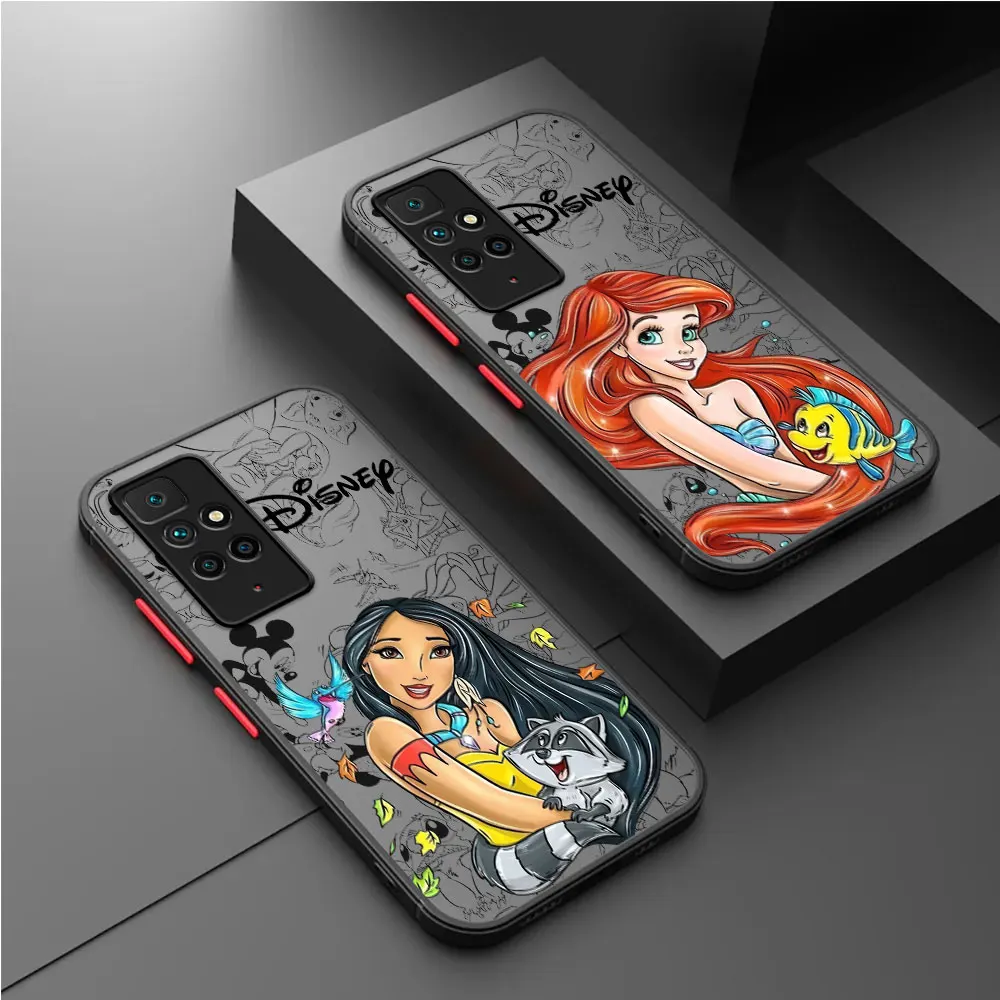 Skin Feel Scrub Case For Xiaomi Redmi Note 11 12 Pro Plus 10 12C 12S 9S 8 A1 10C K40 9C 8T 9A Phone Cover Disney Princess Shell